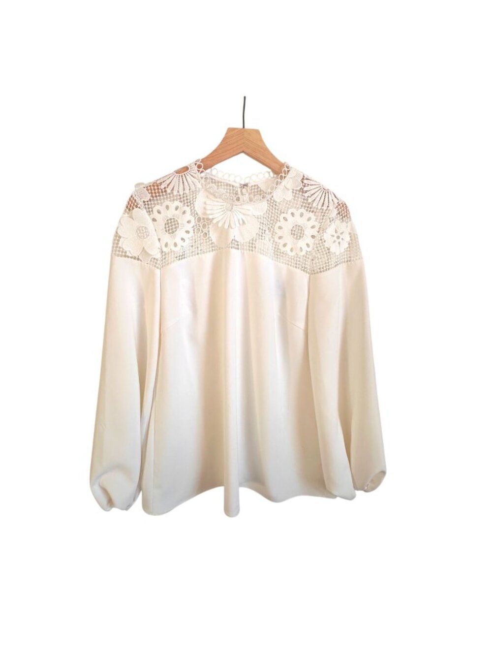 Pearl by Lela Rose Ivory Floral Lace Applique Blouse Size 8 USA